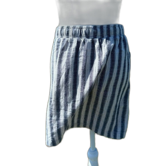Max Studio Drawstring Pull On Skirt Size Small Blue White Stripe Coastal Casual - Picture 8 of 11
